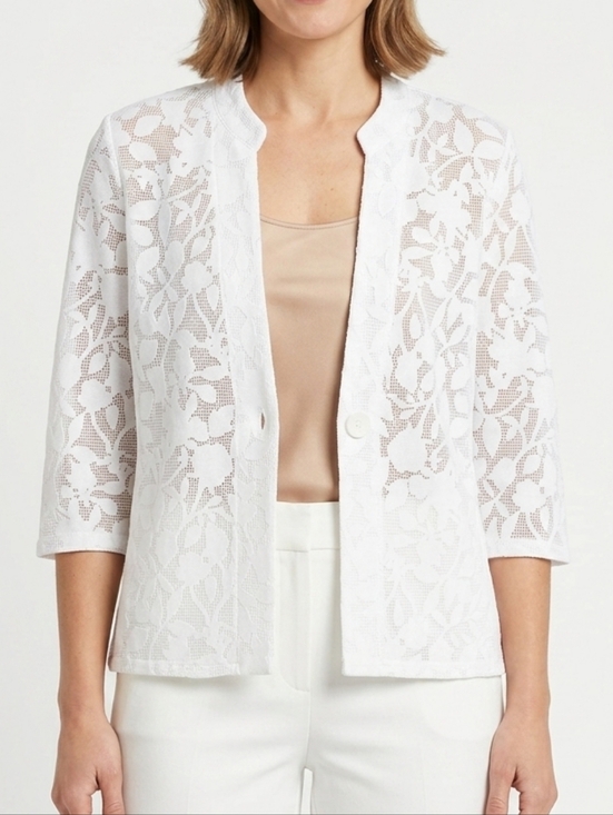 Chico's Jackets & Blazers - Chico's Easywear White Openwork Knit Jacket